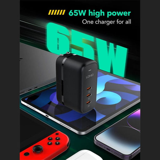 LDNIO - 65W 3-PORT GaN Charging Adapter with replaceable plugs (UK/EU/US) Tekkas Store Power Adapter Tekkas_Store