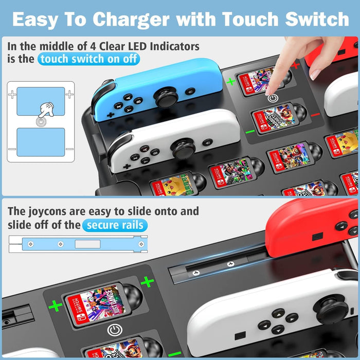 NINTENDO SWITCH- (KYTOK) Controller Charger/ Holder with Game card slots Tekkas Store PS5 Accessories Tekkas_Store