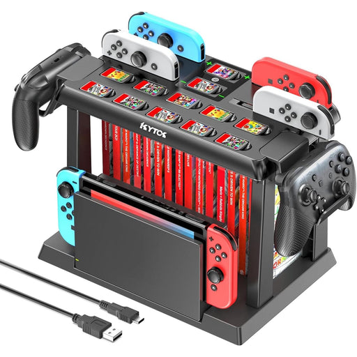 NINTENDO SWITCH- (KYTOK) Controller Charger/ Holder with Game card slots Tekkas Store PS5 Accessories Tekkas_Store
