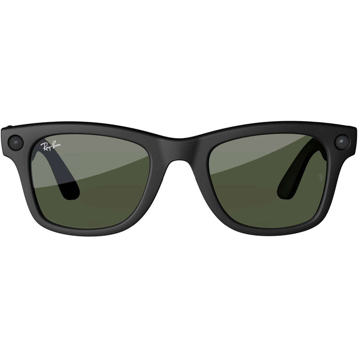 Ray-Ban Meta - Wayfarer Smart Glasses with Meta Ai, Audio, Photo, Video Compatibility - Clear to Green Transitions Lenses Ray-Ban Smart Glasses Matte Black Tekkas_Store
