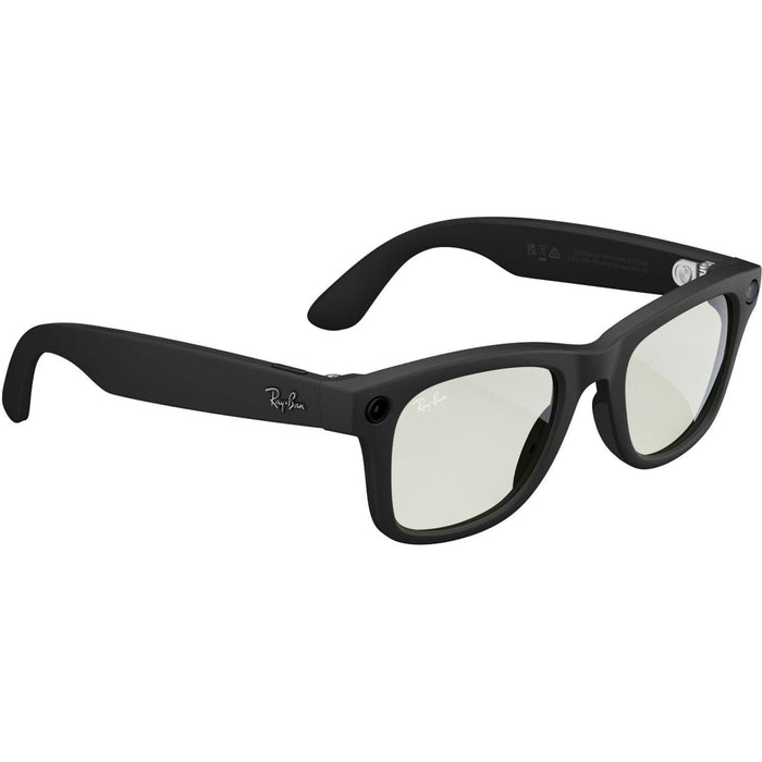 Ray-Ban Meta - Wayfarer Smart Glasses with Meta Ai, Audio, Photo, Video Compatibility - Clear to Green Transitions Lenses Ray-Ban Smart Glasses Matte Black Tekkas_Store